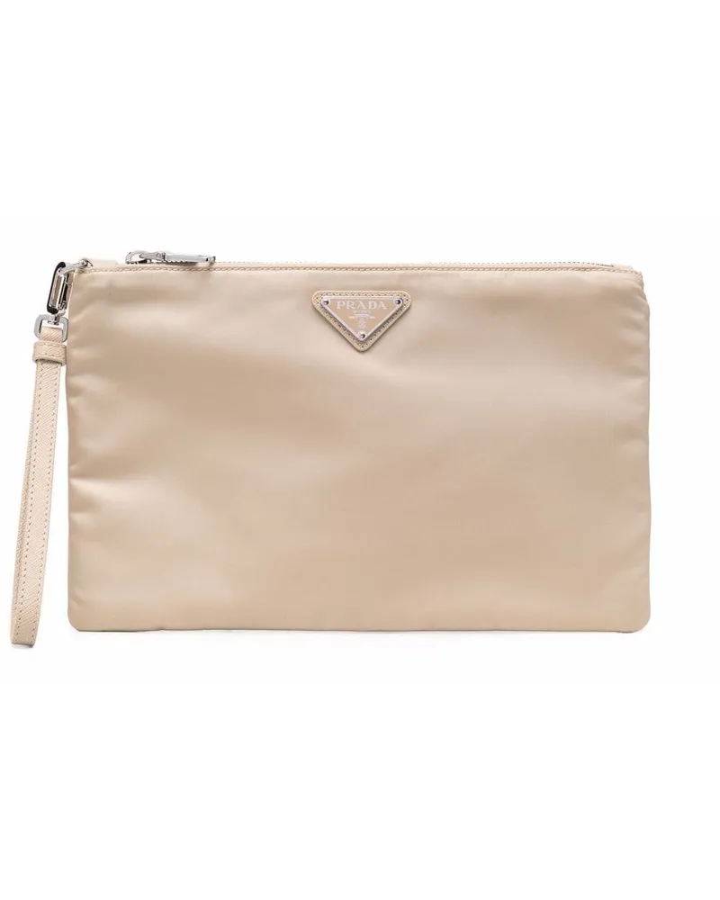 Prada Gabardine-Clutch aus Re-Nylon - Nude Nude
