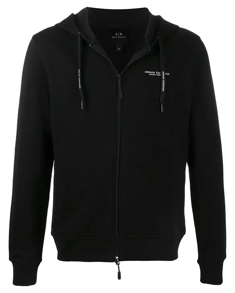 Armani Exchange Kapuzenjacke mit Logo-Print - Schwarz Schwarz