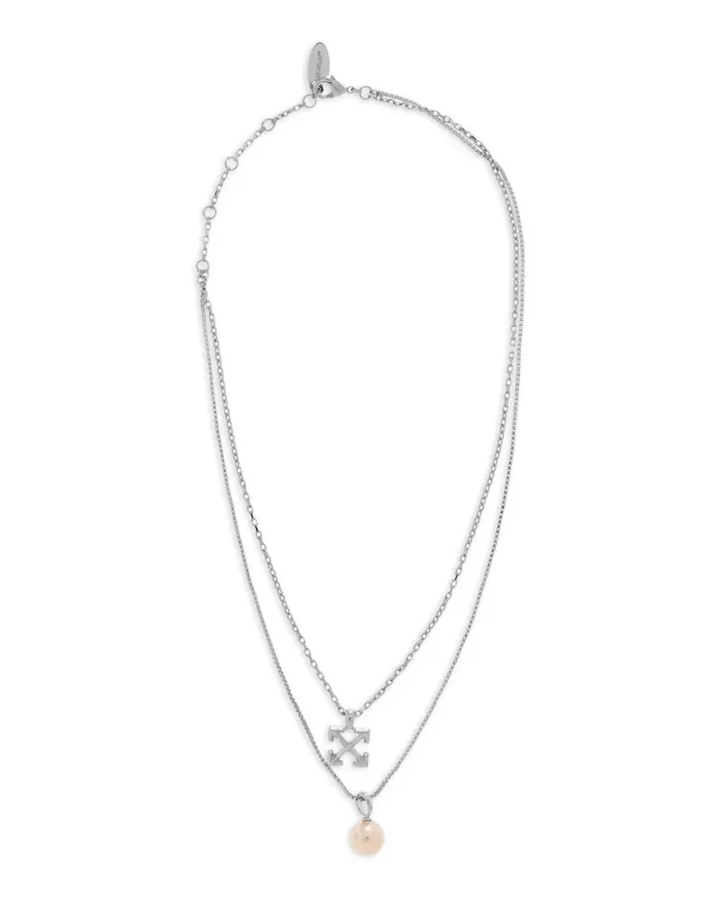 OFF-WHITE Arrows Halskette mit Kunstperlen - Silber Silber