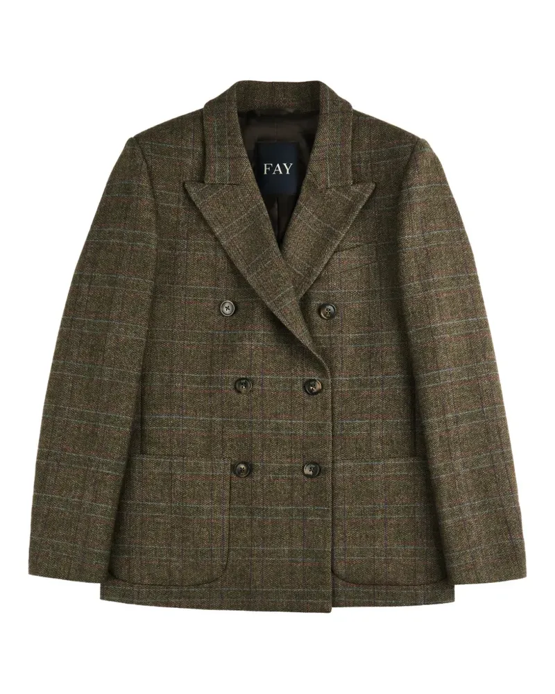 Fay double-breasted check jacket - Grün Grün