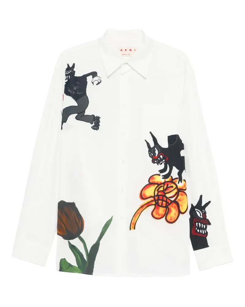 Marni Hemd mit grafischem Print - Weiß Weiß