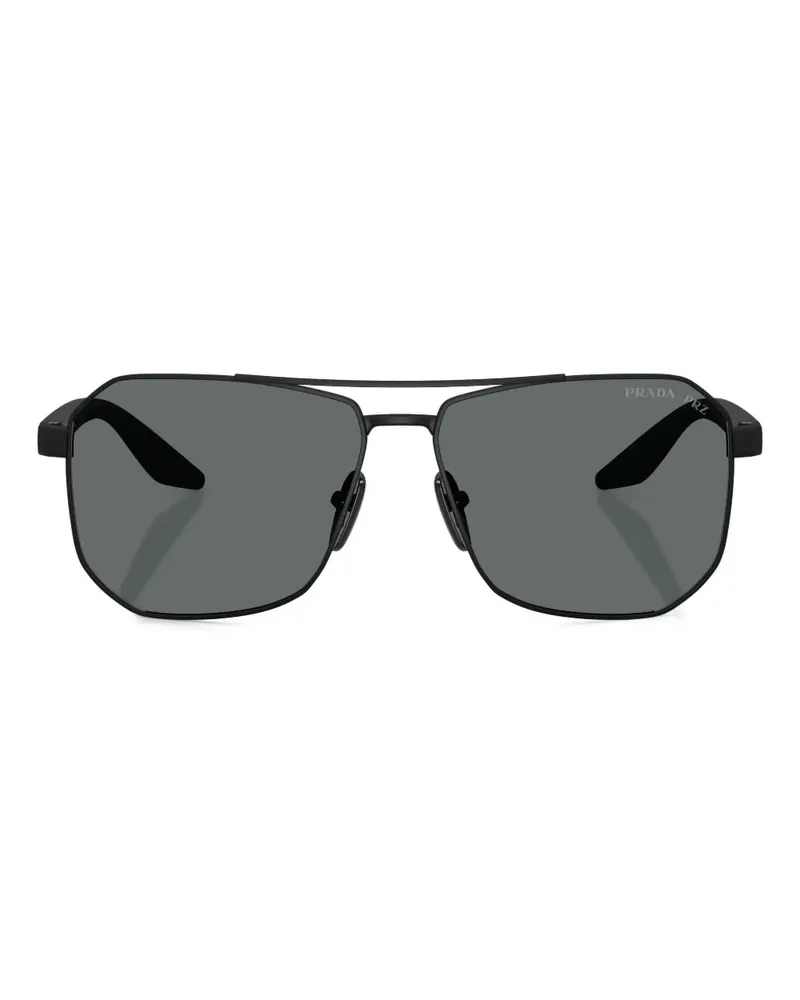 Prada Sonnenbrille mit geometrischem Gestell - Schwarz Schwarz