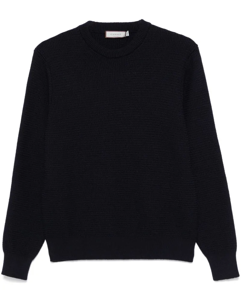 Canali Pullover in Waffelstrick - Blau Blau