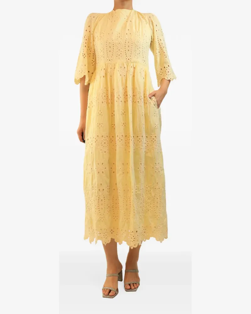 Borgo De Nor broderie-anglaise midi dress - Gelb Gelb
