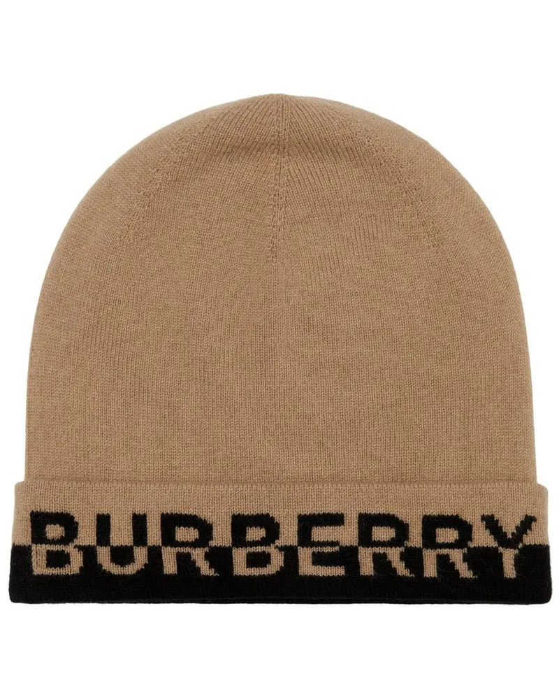 Burberry Gestrickte Beanie mit Logo-Stickerei Braun