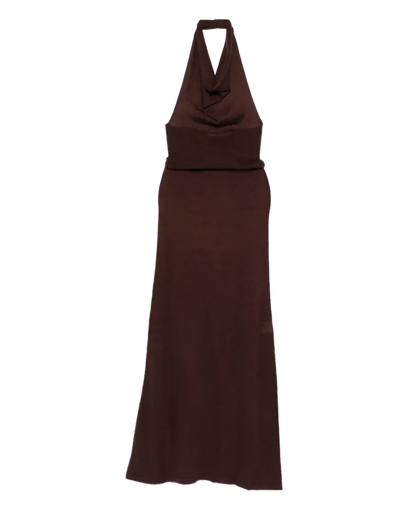 Aya Muse Geripptes Reed Neckholder-Maxikleid - Braun Braun