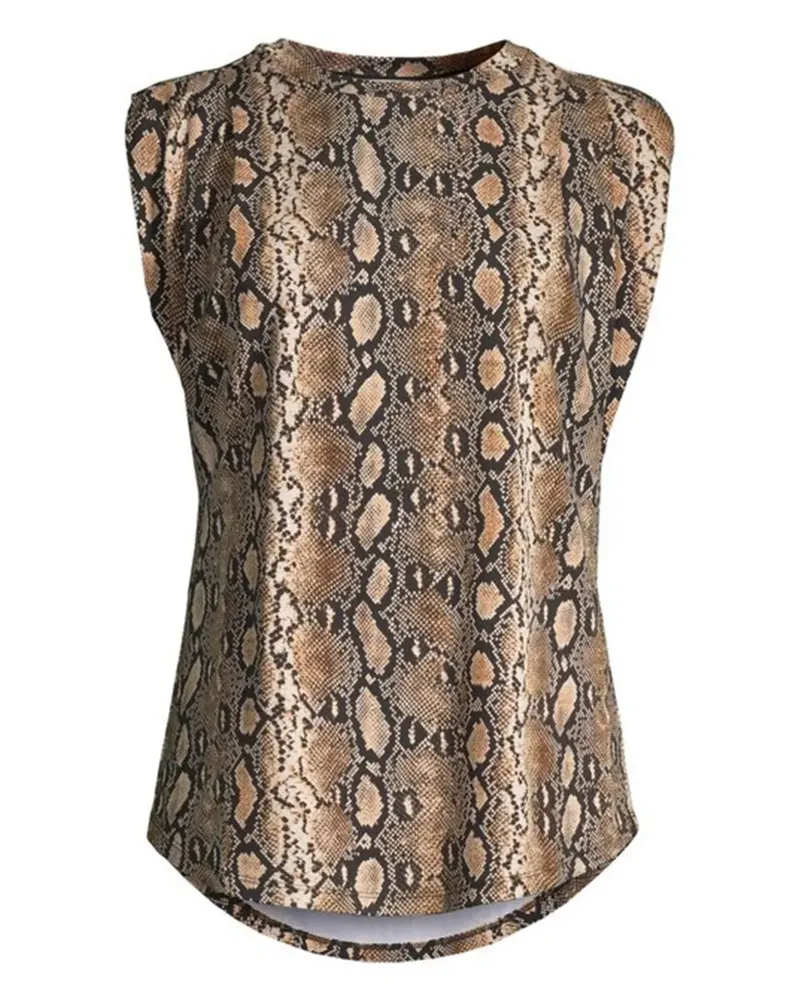 Michael Kors T-Shirt mit Pythonleder-Print - Braun Braun