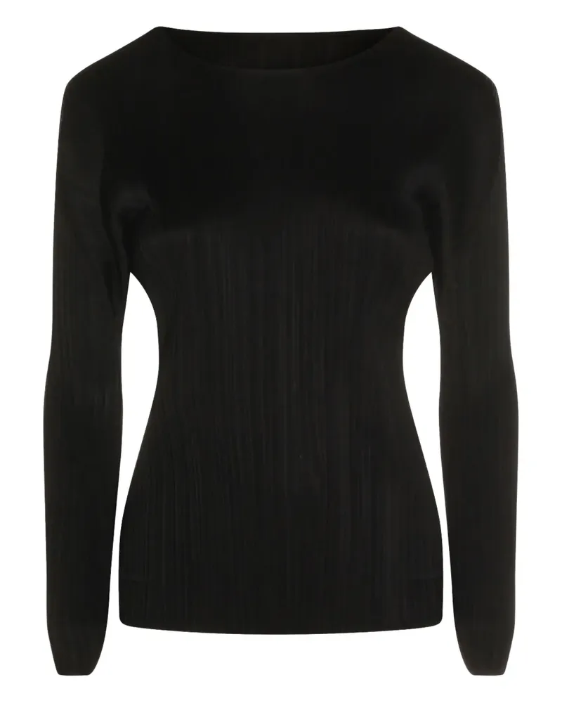 Issey Miyake Langärmelige Bluse mit Falten - Schwarz Schwarz
