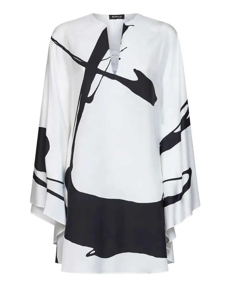 Kiton graphic-print ruffled blouse - Weiß Weiß