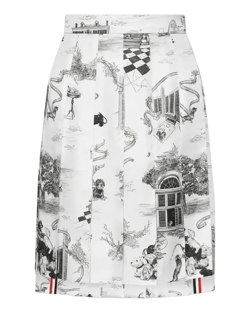 Thom Browne Hector Faltenrock aus Seidentwill - Weiß Weiß