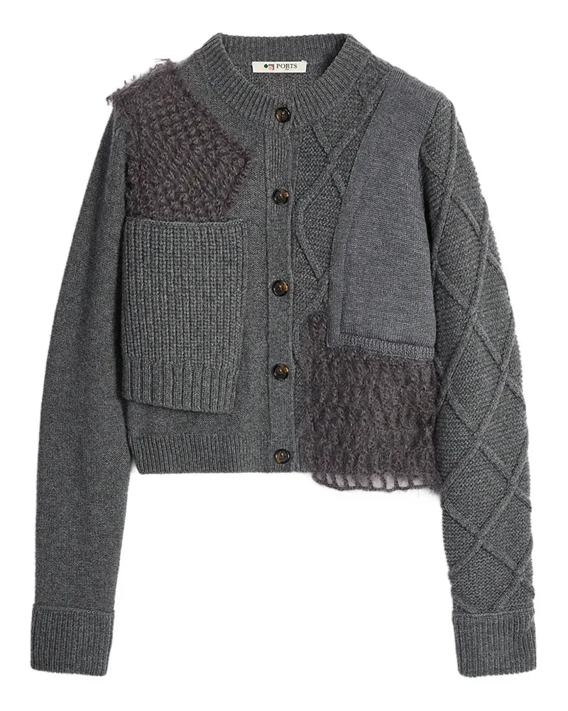 Ports 1961 Cardigan im Patchwork-Look - Grau Grau