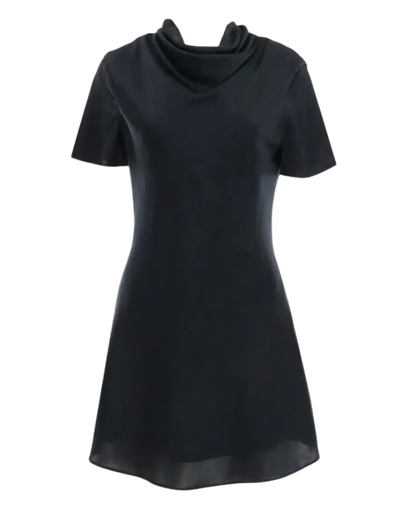 STAUD Kurzärmeliges Iris Kleid mit Wasserfallausschnitt - Schwarz Schwarz