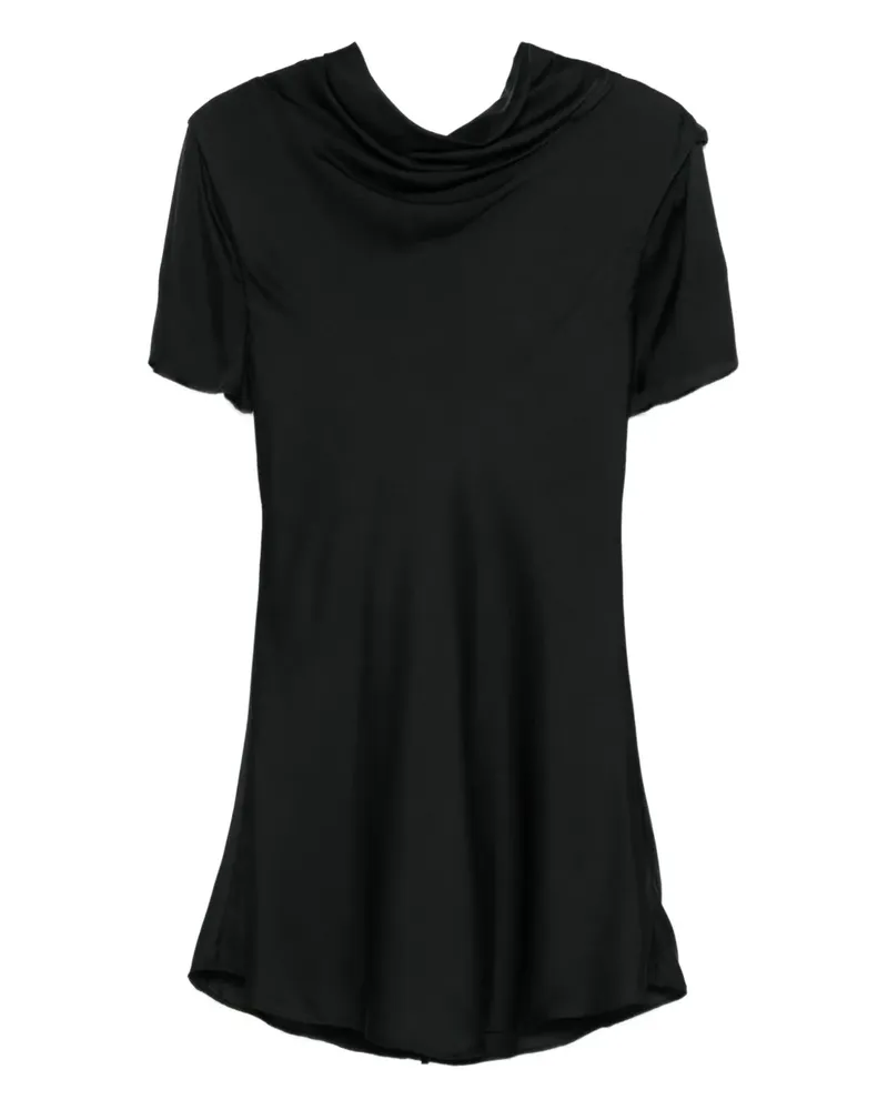 STAUD Kurzärmeliges Iris Kleid mit Wasserfallausschnitt - Schwarz Schwarz