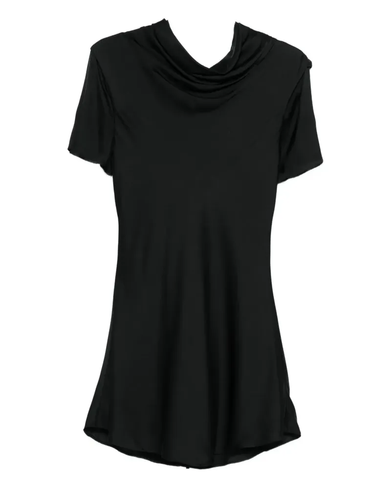 STAUD Iris cowl neck short sleeve dress - Schwarz Schwarz