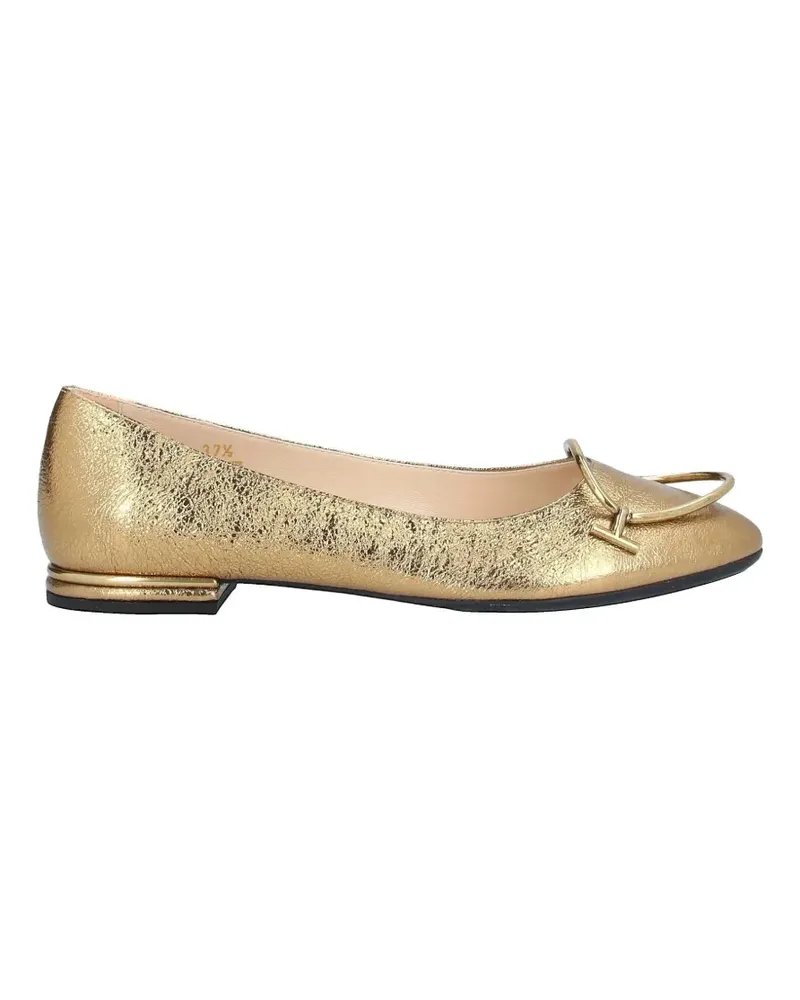 TOD'S Circle detailed leather ballet flats - Gold Gold