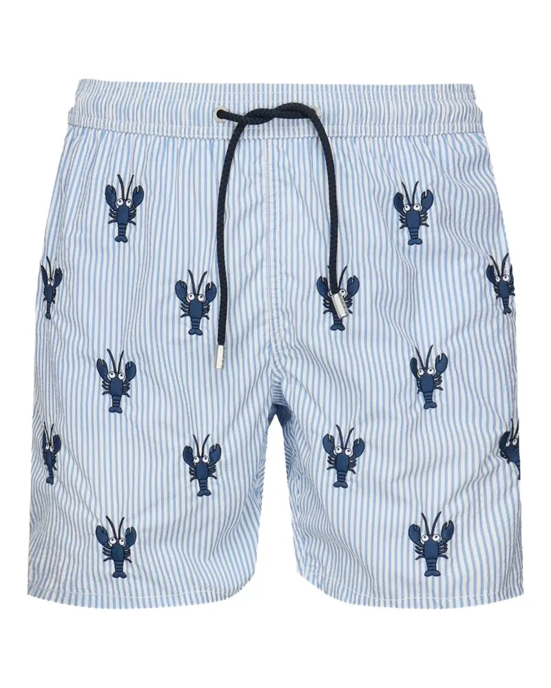 MC2 Saint Barth Gestreifte Badeshorts mit Hummer-Print - Blau Blau