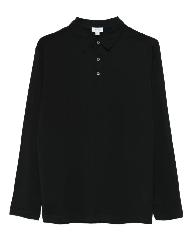 Sunspel long-sleeve polo shirt - Schwarz Schwarz