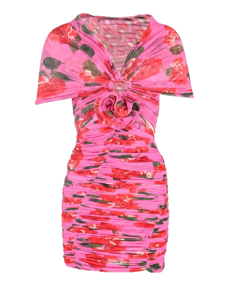Magda Butrym Gerafftes Minikleid mit Blumen-Print - Rosa Rosa
