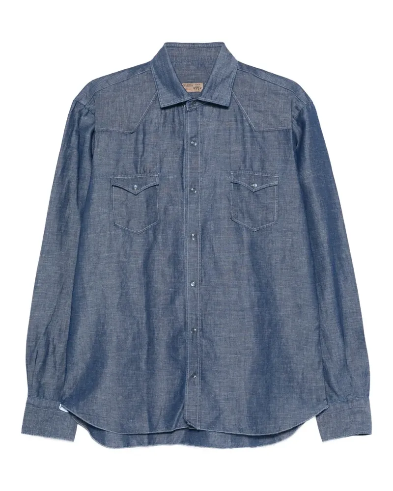 BARBA Hemd mit Klappentasche - Blau Blau