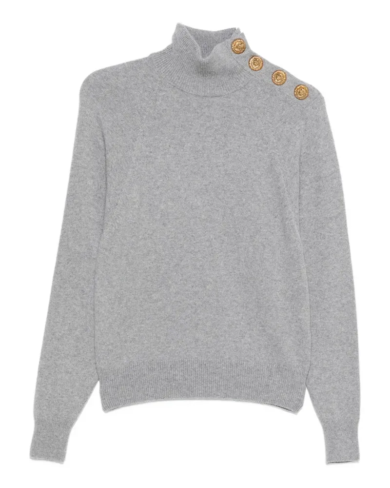 Balmain high-collar button-detail sweater - Grau Grau
