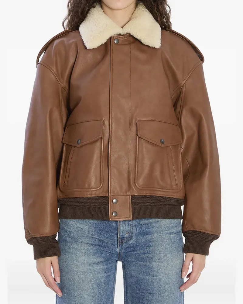 Saint Laurent Bomberjacke mit Shearling-Kragen - Braun Braun
