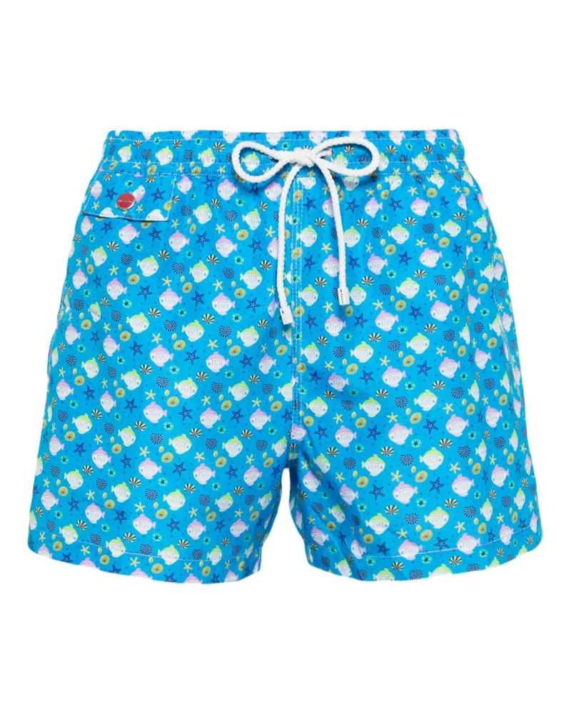 Kiton Badeshorts mit grafischem Print - Blau Blau