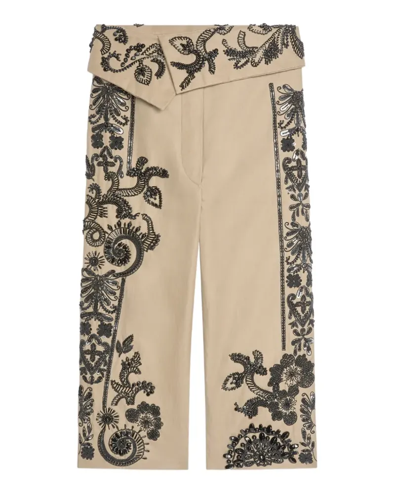 Dries van Noten Bestickte Caprihose - Nude Nude