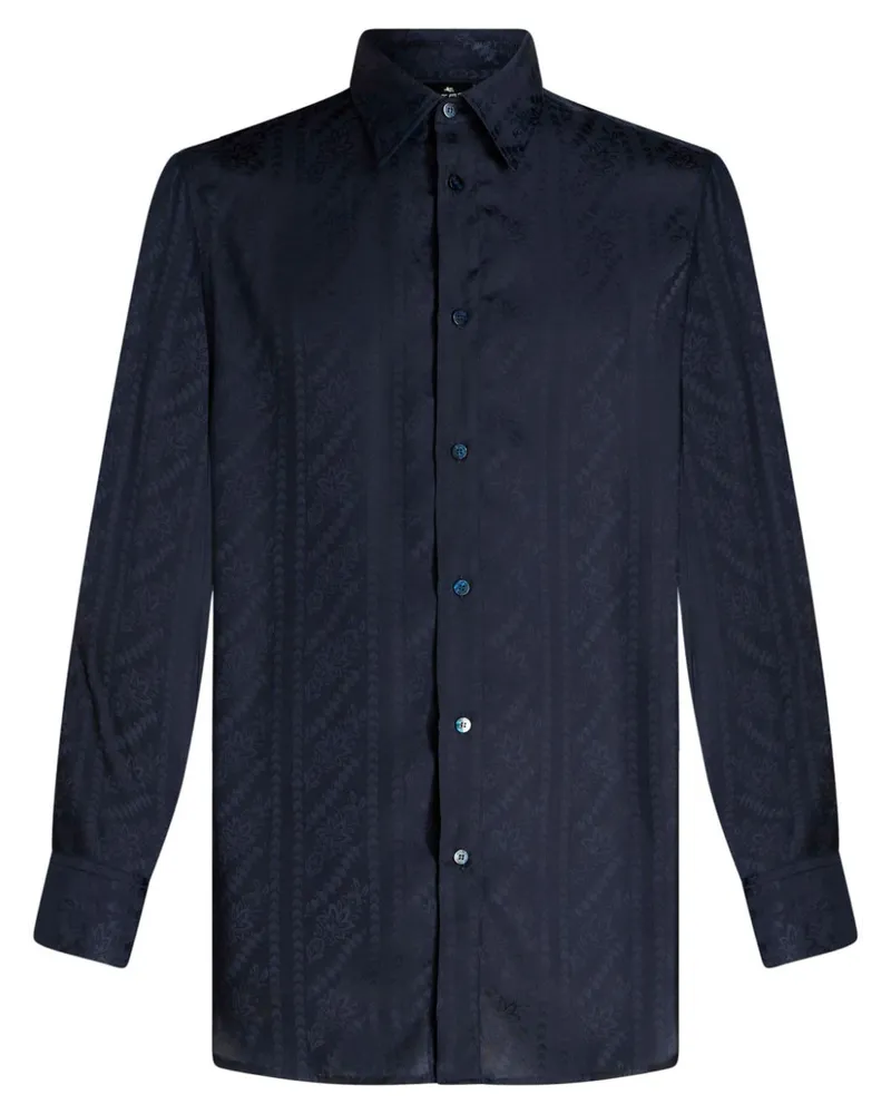 Etro Jacquard-Hemd aus Seide - Blau Blau