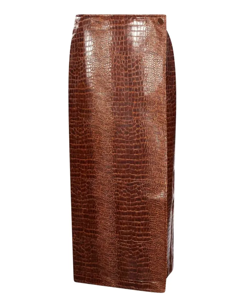 Rowen Rose midi croc-effect wrap skirt - Braun Braun