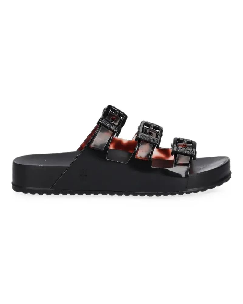 Melissa Cozy triple buckle-strap slides - Schwarz Schwarz