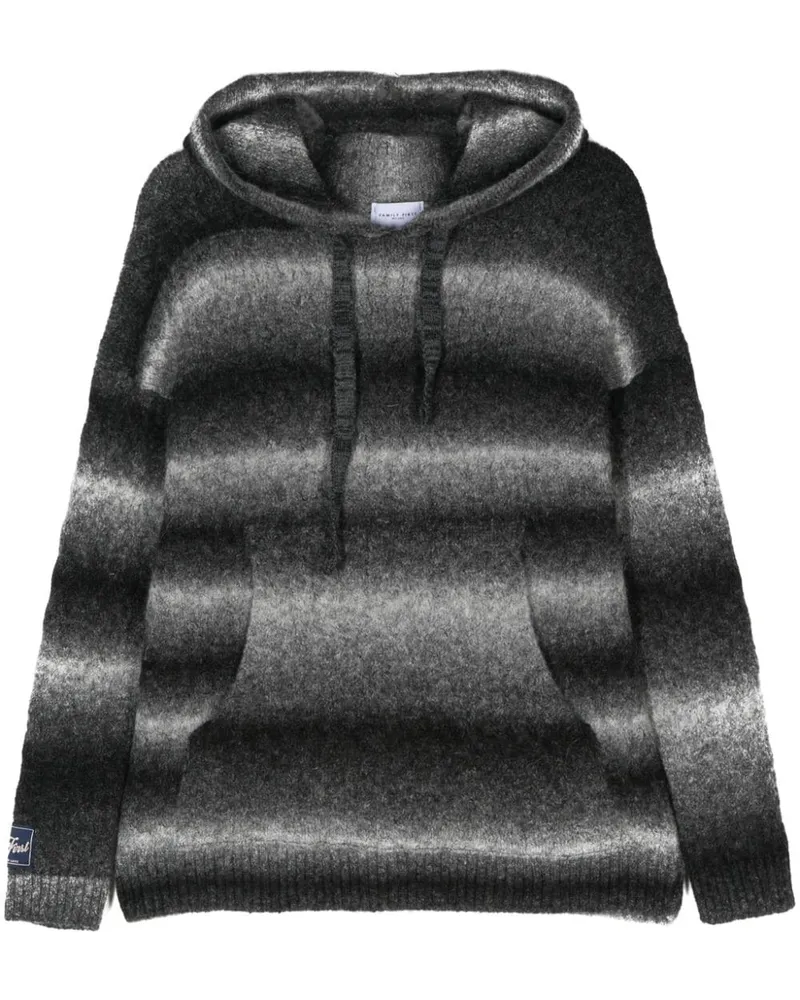 Family First Gestrickter Hoodie - Grau Grau