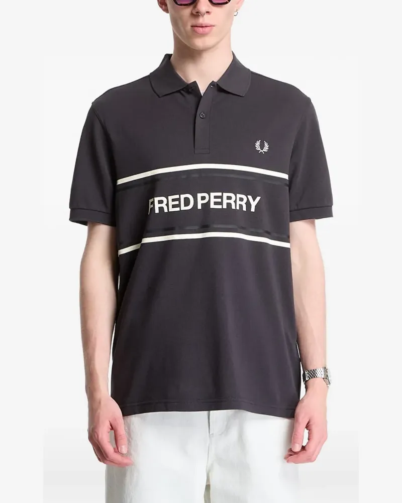 Fred Perry graphic-print polo shirt - Grau Grau