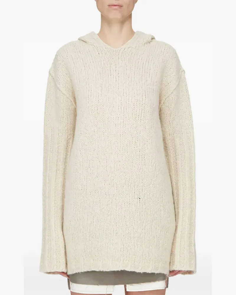 Rick Owens oversized chunky-knit hooded sweater - Weiß Weiß