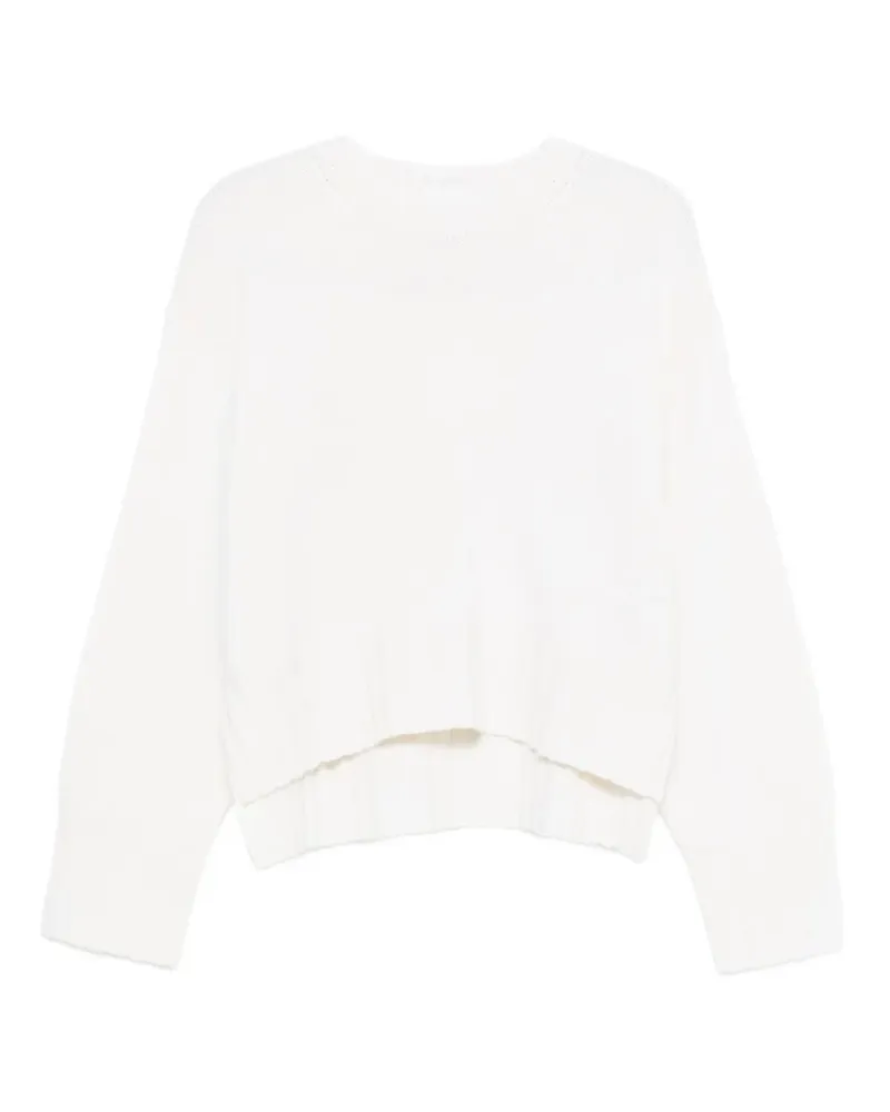 ALLUDE Langärmeliger Pullover mit geripptem Saum - Weiß Weiß