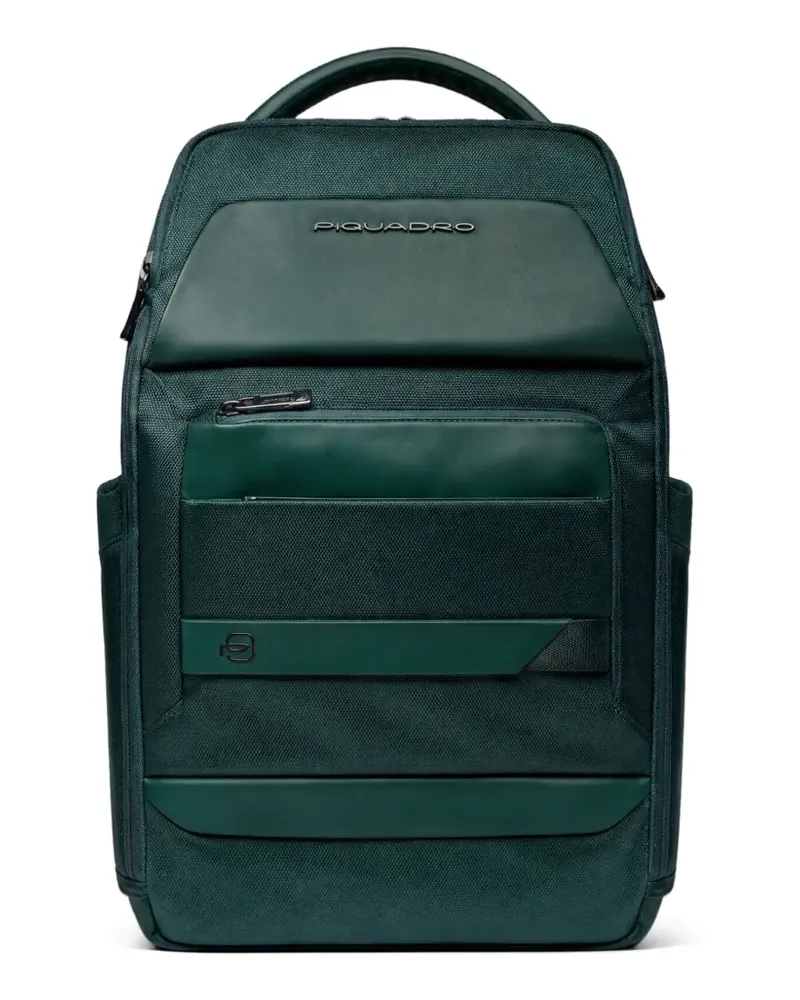 Piquadro Rucksack mit Logo-Schild - Grün Grün