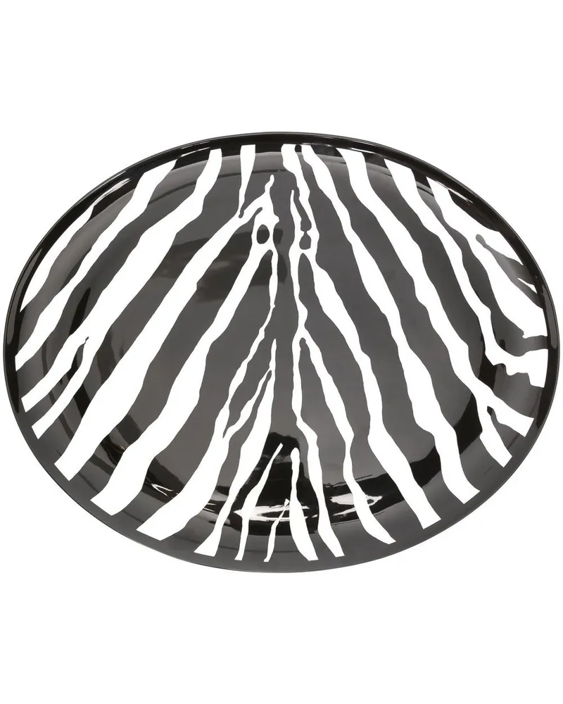 Dolce & Gabbana Ovaler Servierteller mit Zebra-Print - Schwarz Schwarz