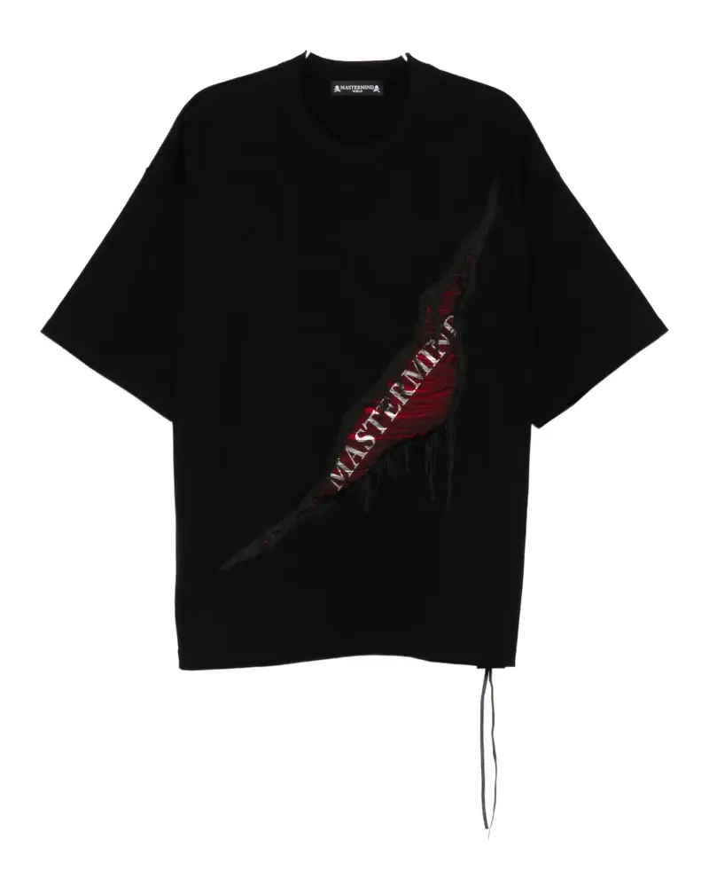 Mastermind World distressed ripped T-shirt - Schwarz Schwarz