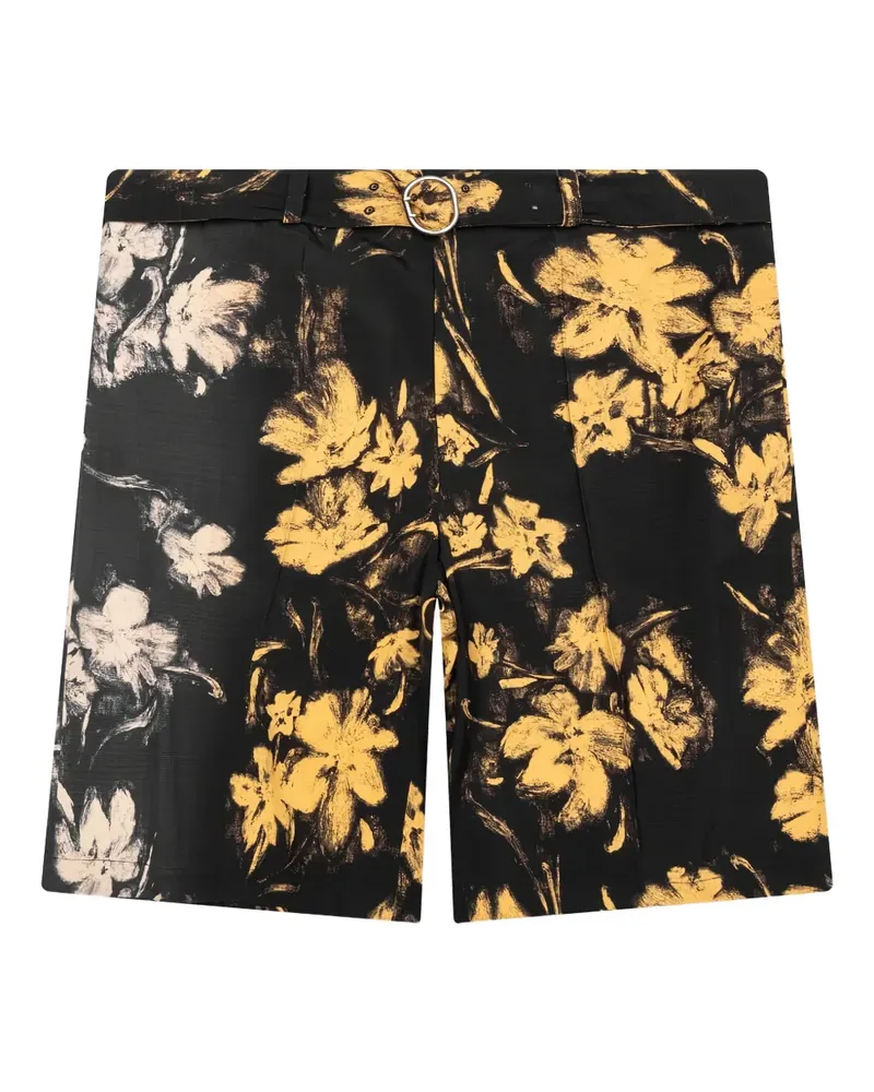 Jil Sander Shorts mit Blumen-Print - Schwarz Schwarz