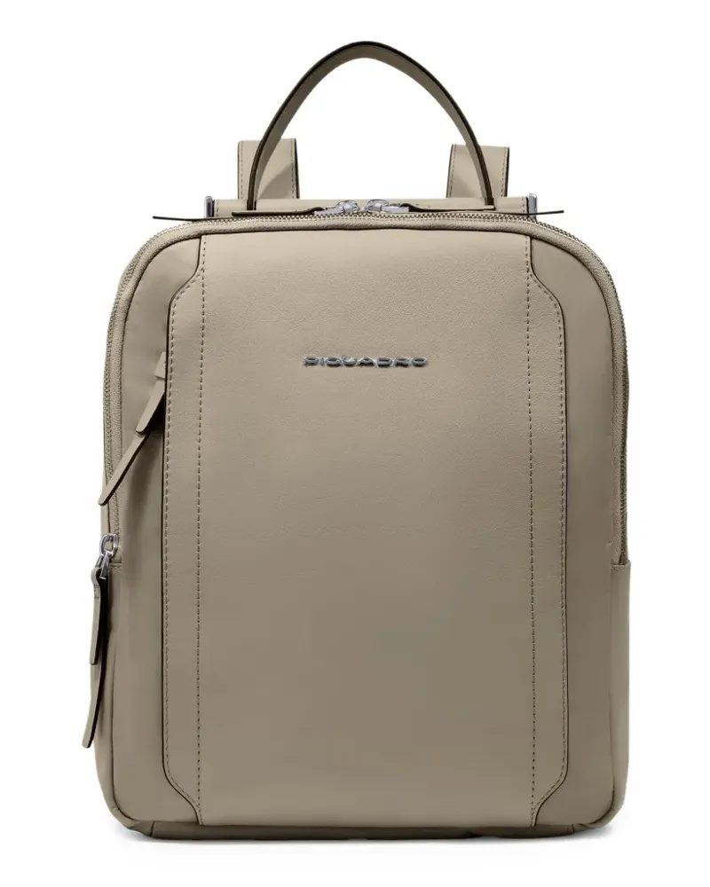 Piquadro logo-lettering backpack - Nude Nude