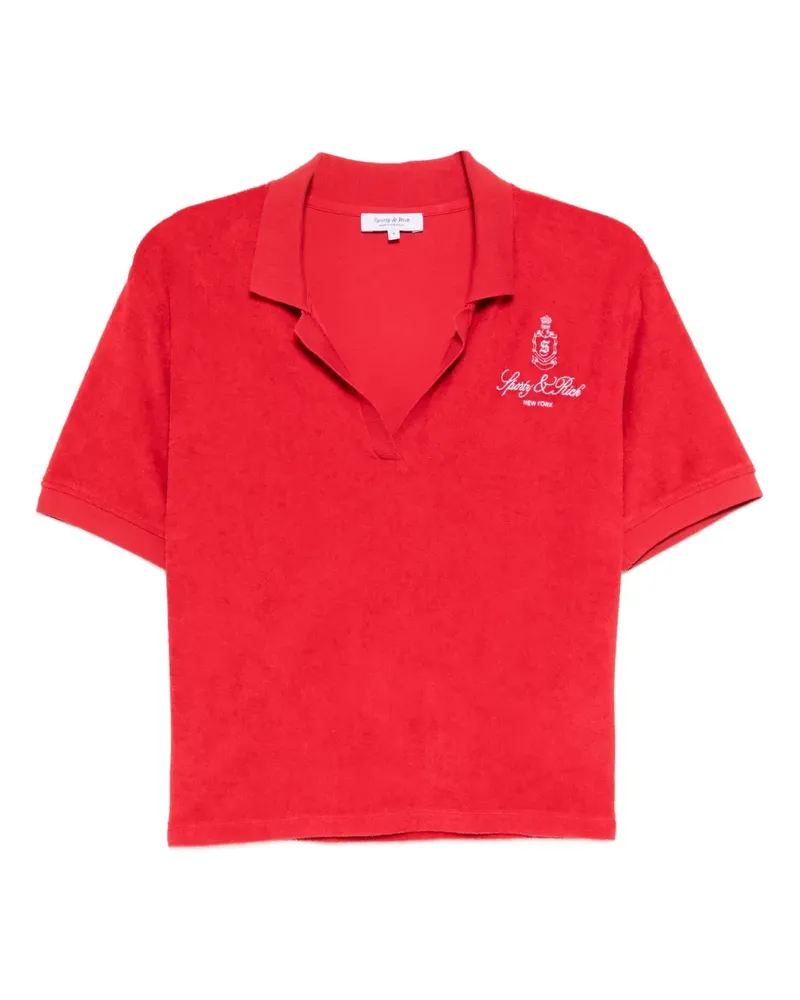 SPORTY & RICH Vendome Poloshirt aus Frottee Rot