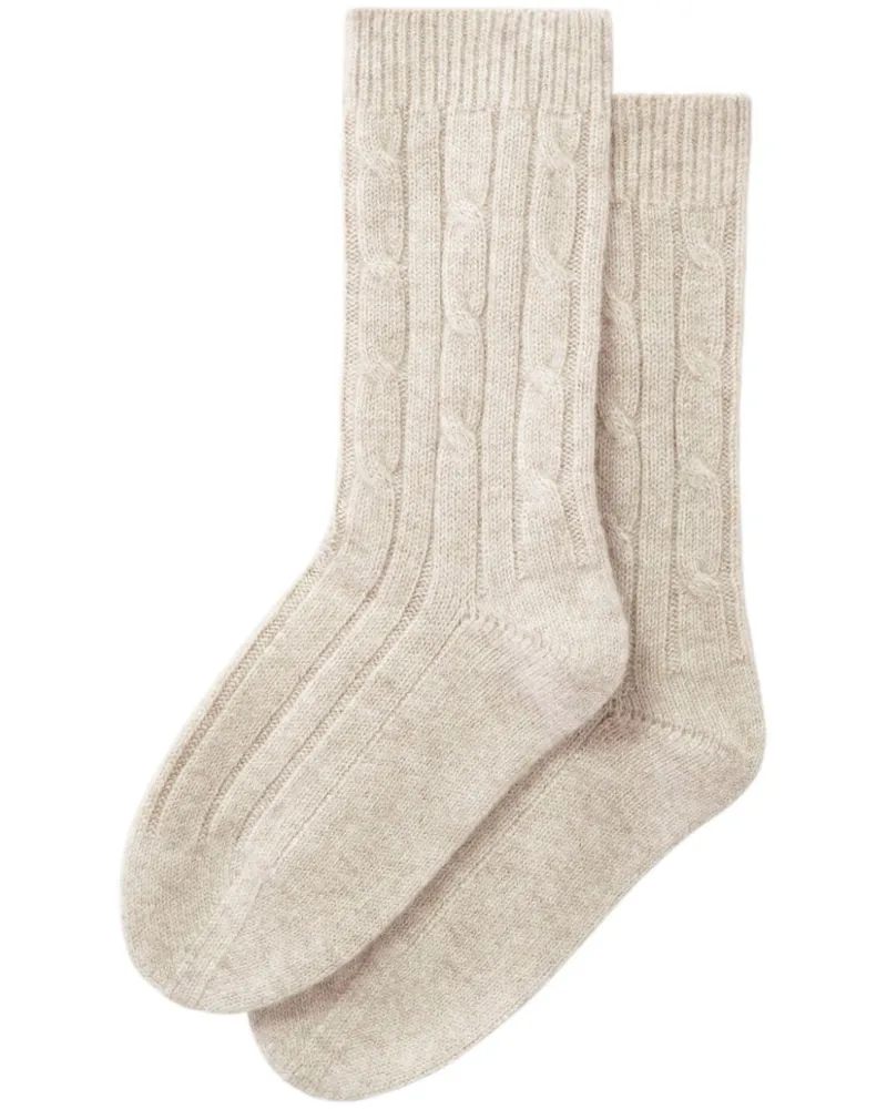 Pringle of Scotland Kaschmirsocken mit Zopfmuster - Nude Nude