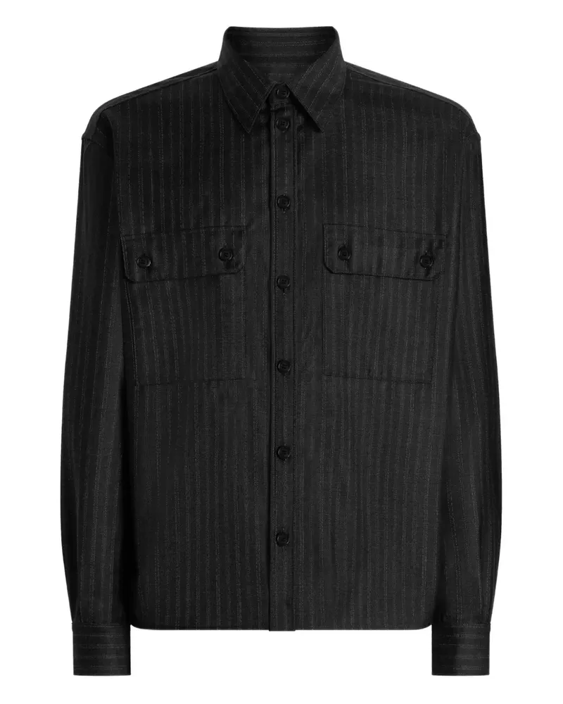 Dolce & Gabbana Hemd mit gestreifter Tasche - Schwarz Schwarz