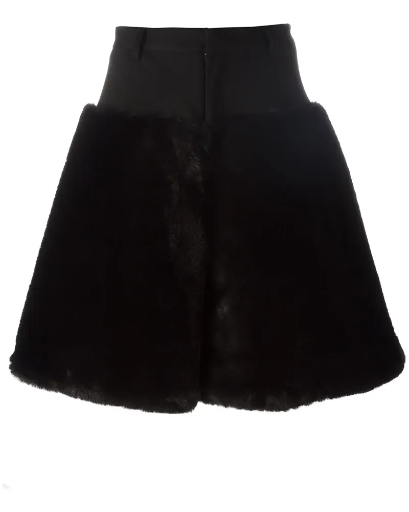 Noir Kei Ninomiya Rock mit Pelzbesatz - Schwarz Schwarz