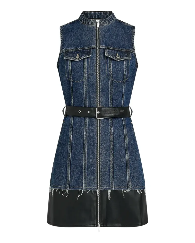 Karl Lagerfeld Ausgefranstes Minikleid mit Gürtel - Blau Blau
