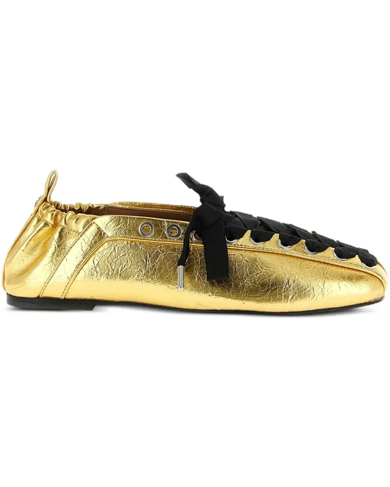 Ganni lace-up ballet flats - Gold Gold