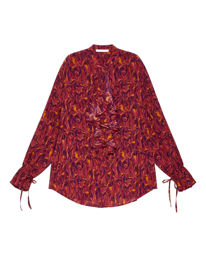 Maliparmi Gerüschte Lily's Ballet Bluse mit Blumen-Print - Rot Rot