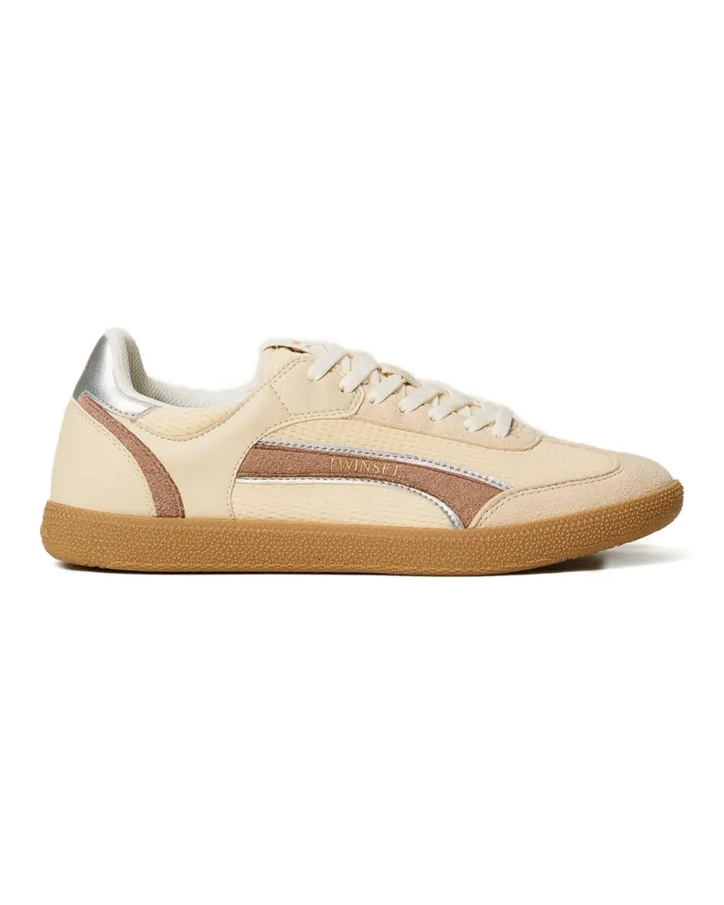 Twin-Set lace-up panelled sneakers - Nude Nude