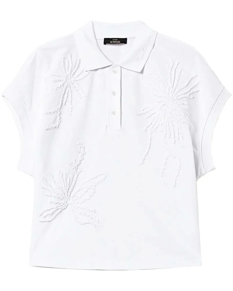 Twin-Set Besticktes Poloshirt aus Picqué - Weiß Weiß