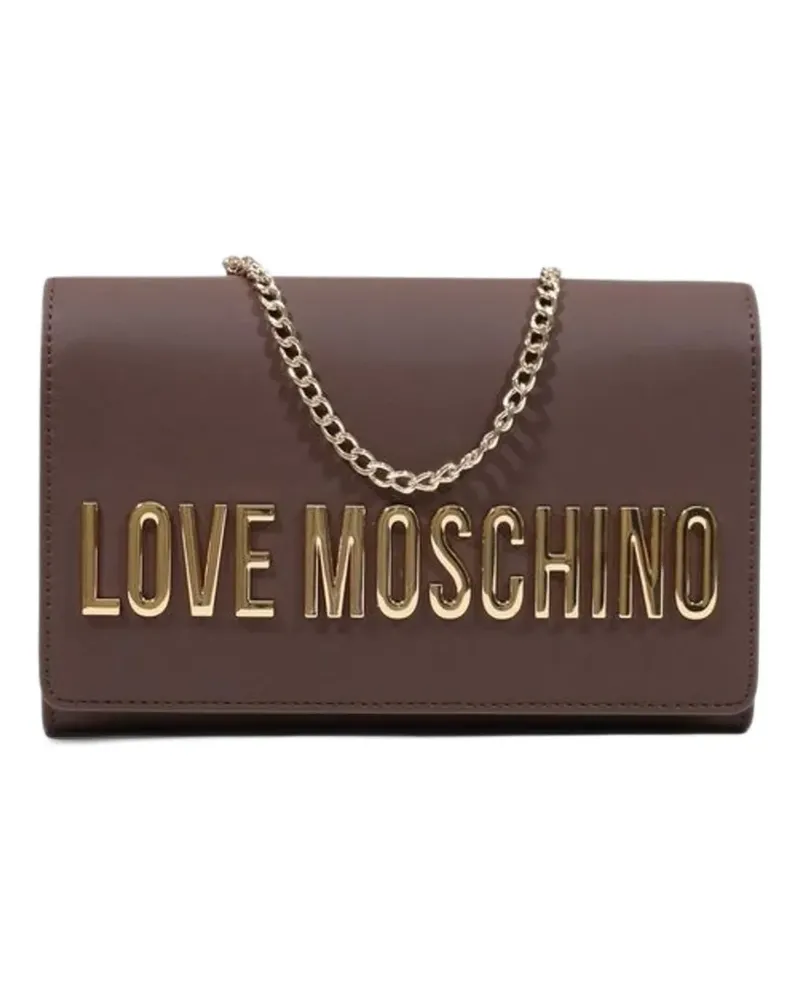 Moschino logo-plaque chain-strap shoulder bag - Braun Braun