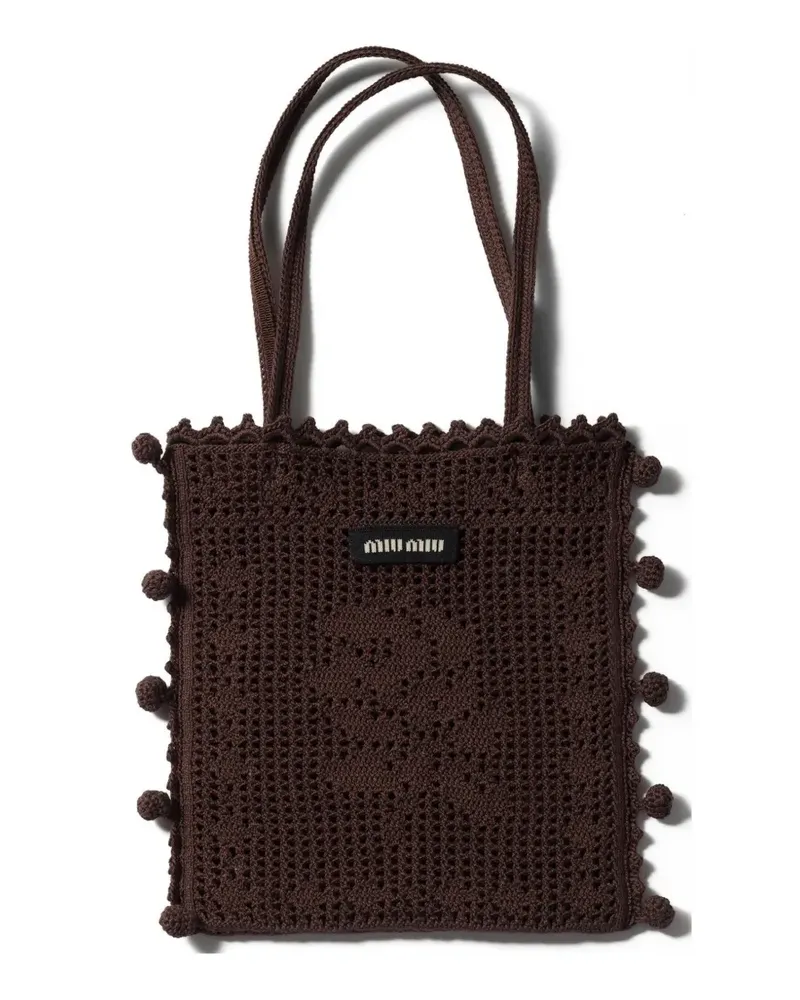 Miu Miu Handtasche aus Baumwollhäkelstrick - Braun Braun